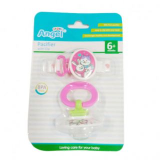 Angel BPA Pacifer With Clip 6+ Month 
