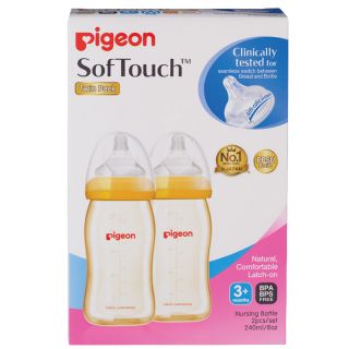 Pigeon Softouch Twin Pack Gold 3+month 8oz/240ml (26681)